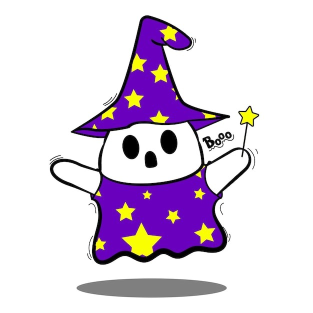 可爱巫师幽灵插画