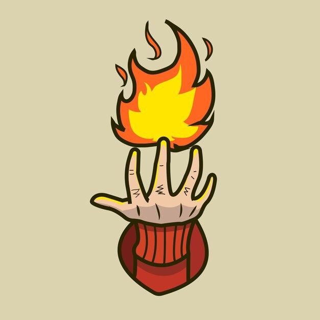 可爱巫师手与火插画