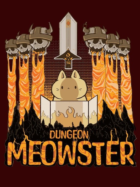 可爱地牢怪兽猫咪插画