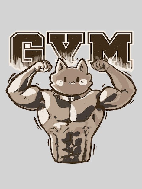 可爱健身猫插画