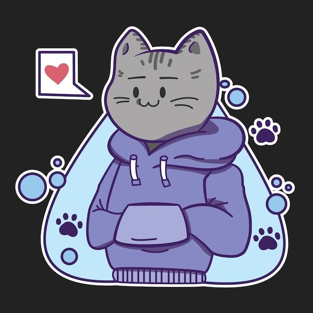 可爱动漫猫小子插画