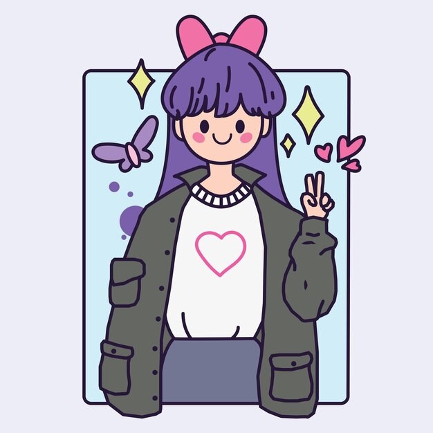 可爱卡通女孩插画