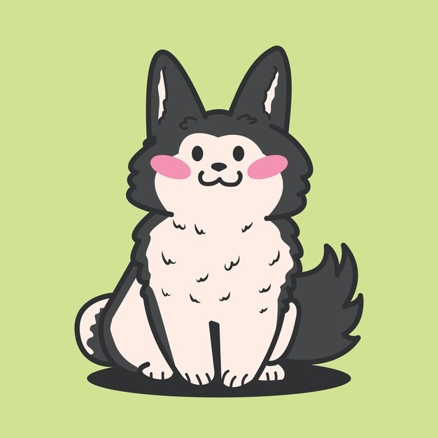 可爱坐着的狗插画