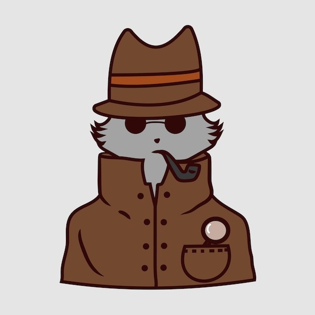 可爱侦探猫插画
