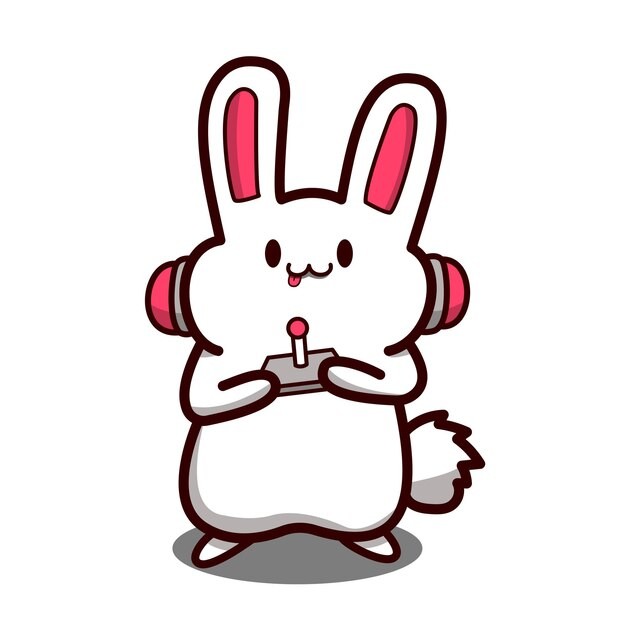 可爱玩游戏的兔子插画