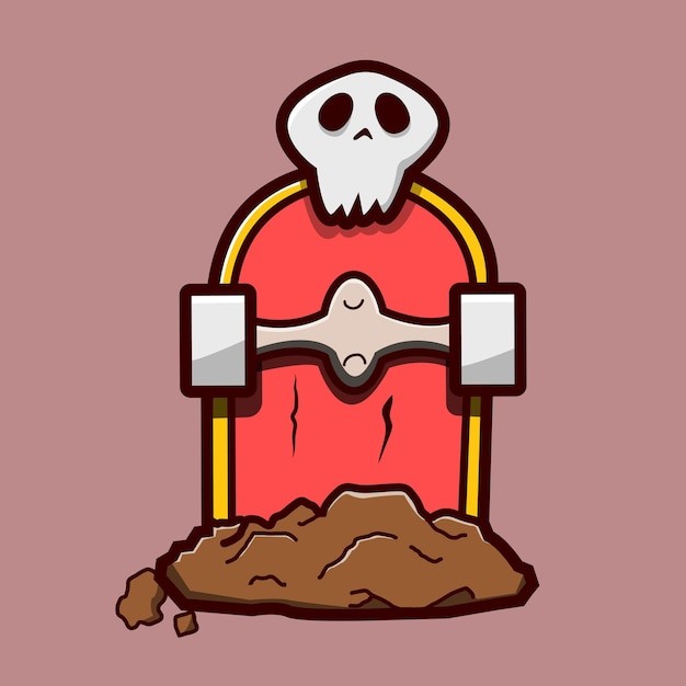 可爱滑板坟墓插画