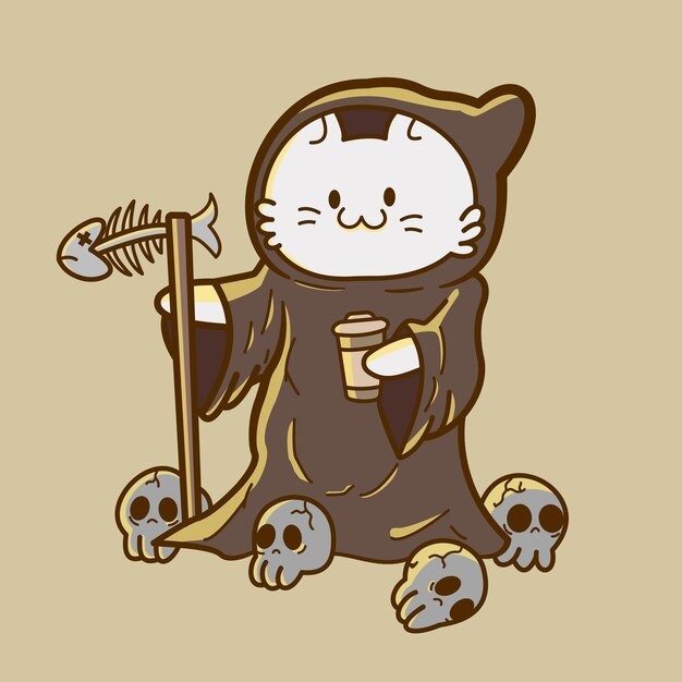 可爱死神猫插画
