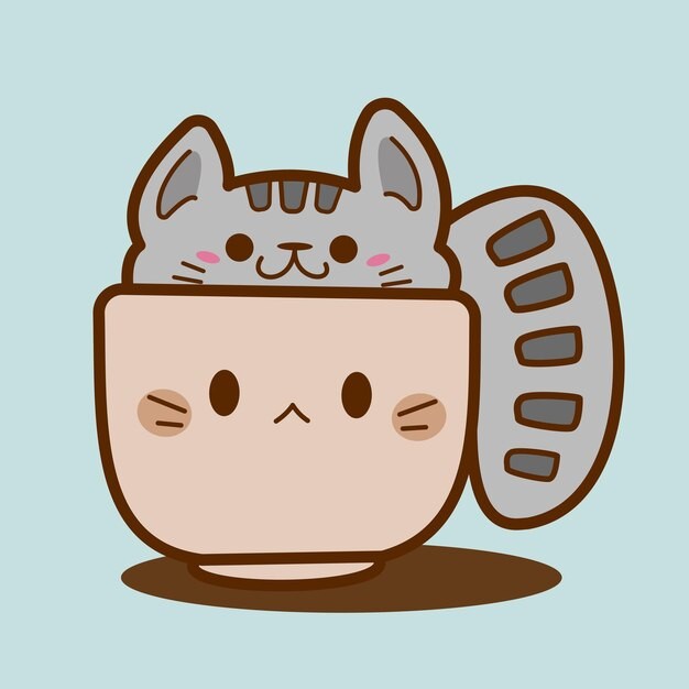 可爱咖啡猫插画