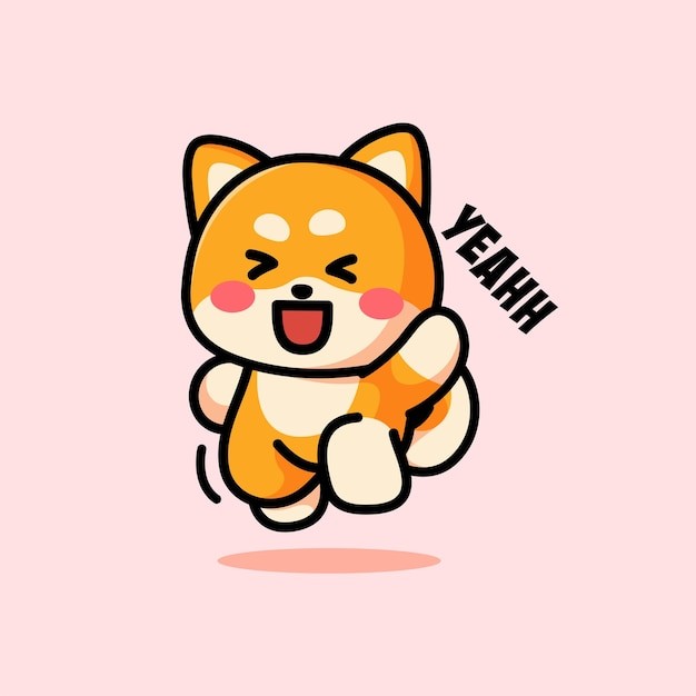 可爱卡通柴犬小狗插画