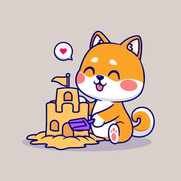 可爱卡通柴犬小狗插画