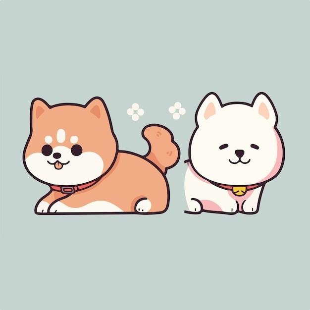 可爱卡通柴犬小狗插画