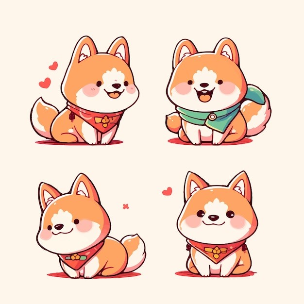 可爱卡通柴犬小狗插画