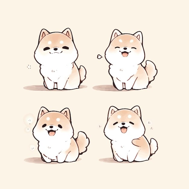 可爱卡通柴犬小狗插画