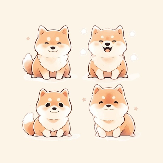 可爱卡通柴犬小狗插画