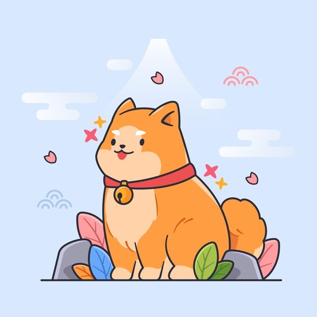 可爱卡通柴犬小狗插画