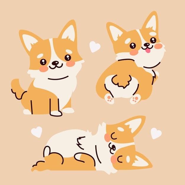 可爱卡通柴犬小狗插画