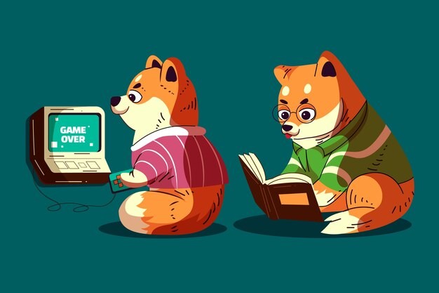 可爱卡通柴犬小狗插画