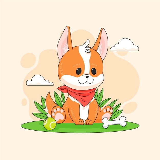 可爱卡通柴犬小狗插画