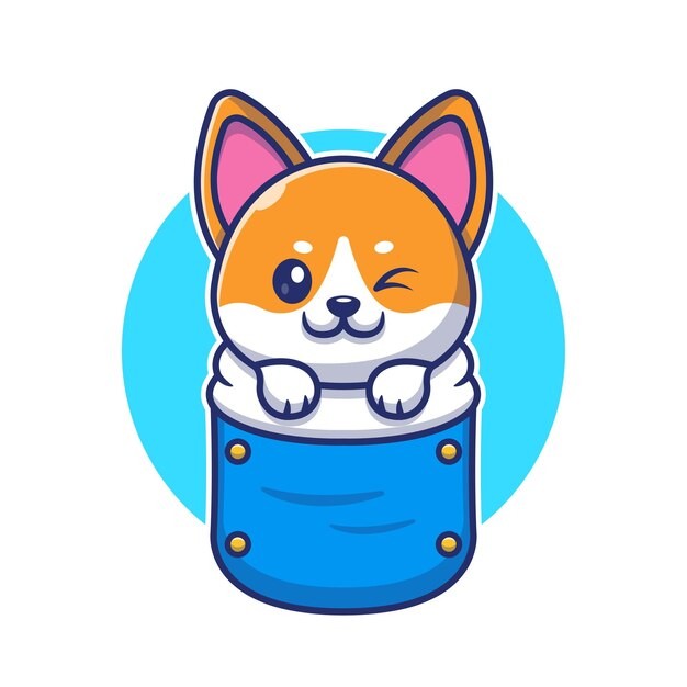 可爱卡通柴犬小狗插画