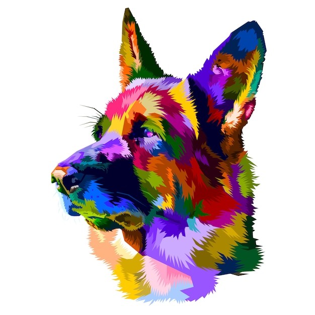 德国牧羊犬德牧黑贝插画