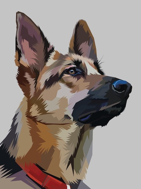 德国牧羊犬德牧黑贝插画