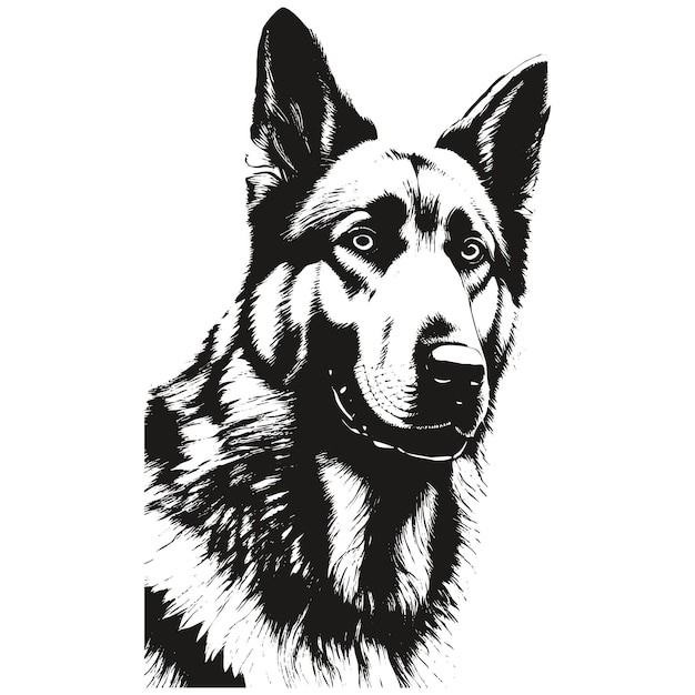 德国牧羊犬德牧黑贝插画