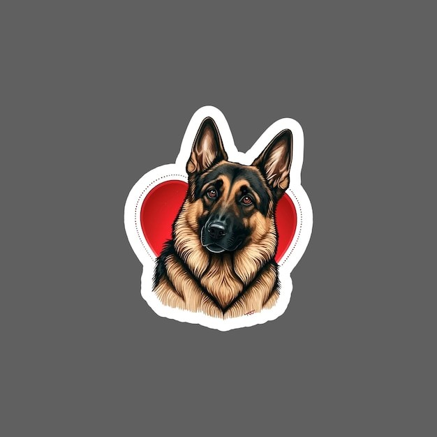 德国牧羊犬德牧黑贝插画