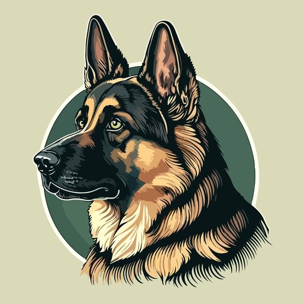 德国牧羊犬德牧黑贝插画