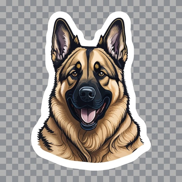 德国牧羊犬德牧黑贝插画