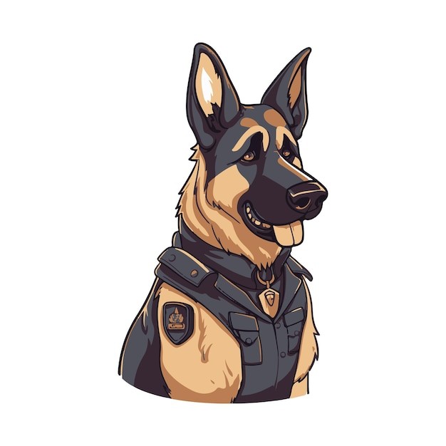 德国牧羊犬德牧黑贝插画