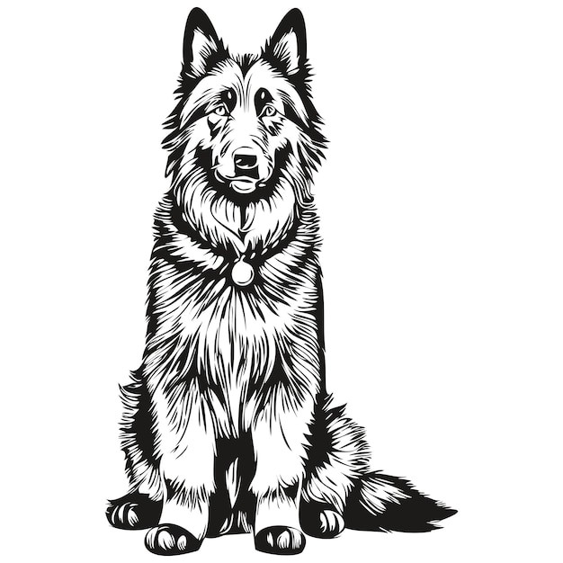 德国牧羊犬德牧黑贝插画