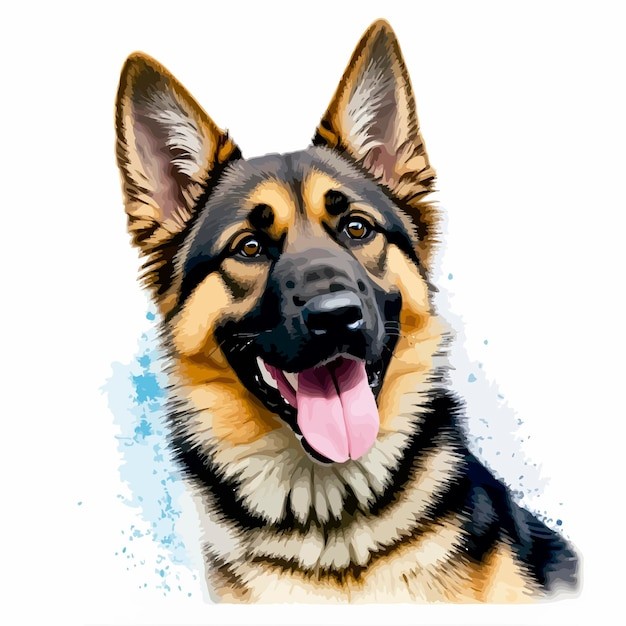 德国牧羊犬德牧黑贝插画