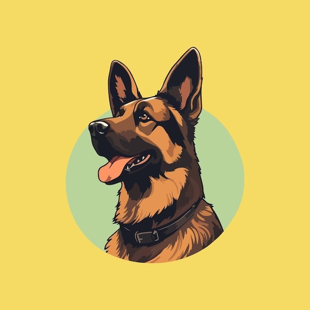 德国牧羊犬德牧黑贝插画