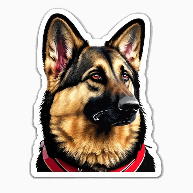 德国牧羊犬德牧黑贝插画