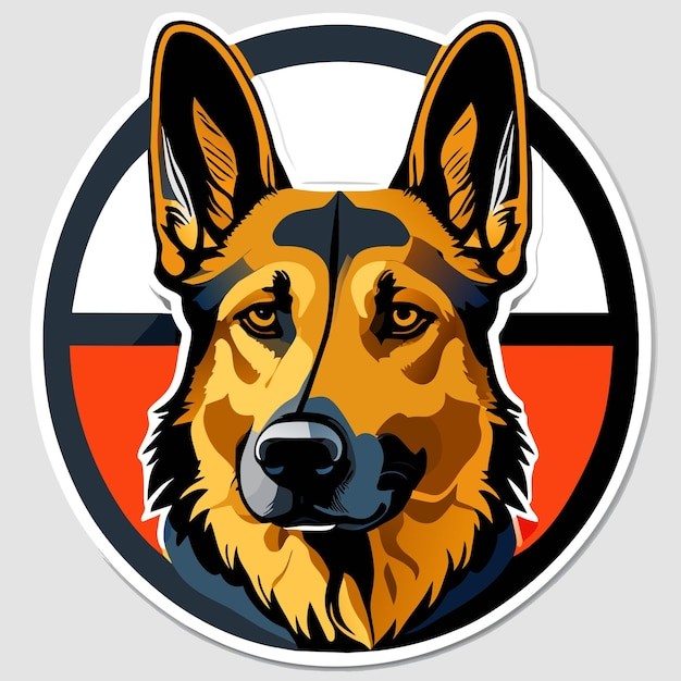 德国牧羊犬德牧黑贝插画