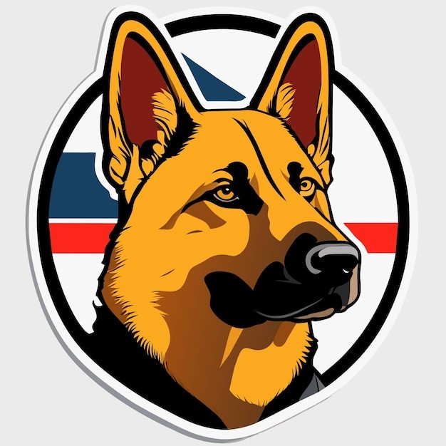 德国牧羊犬德牧黑贝插画