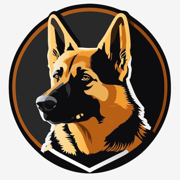 德国牧羊犬德牧黑贝插画