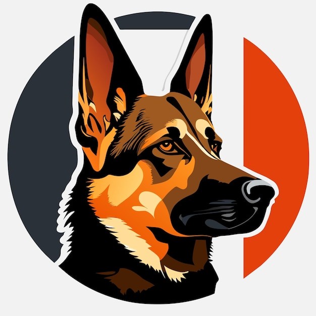 德国牧羊犬德牧黑贝插画