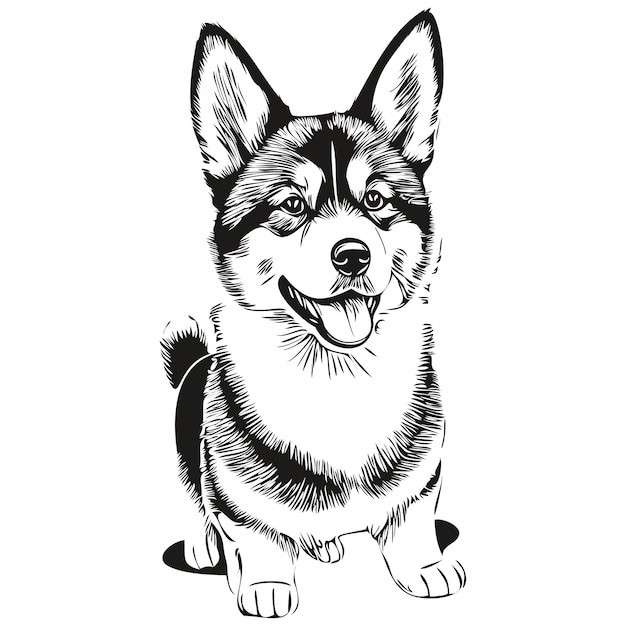 德国牧羊犬德牧黑贝插画