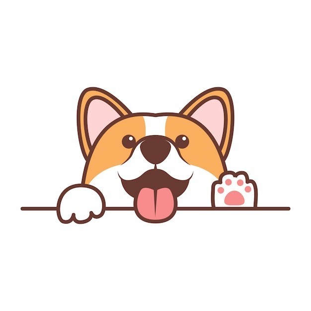 可爱的卡通柯基犬小狗插画