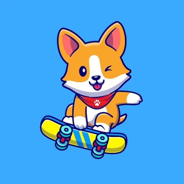 可爱的卡通柯基犬小狗插画