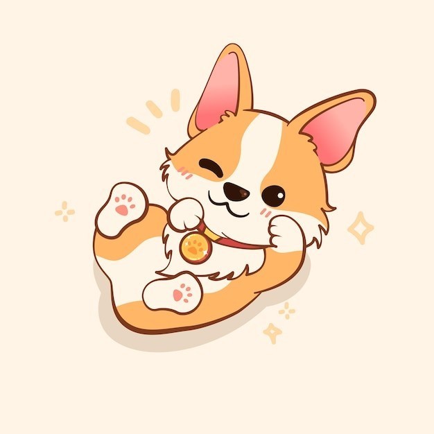 可爱的卡通柯基犬小狗插画