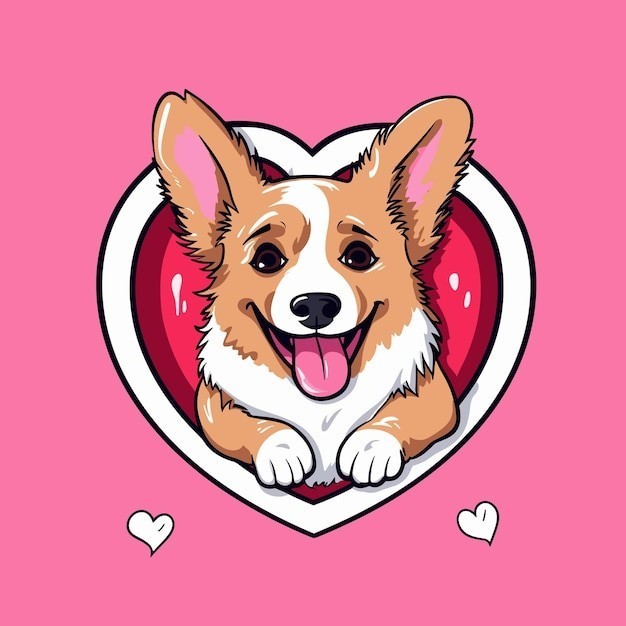 可爱的卡通柯基犬小狗插画