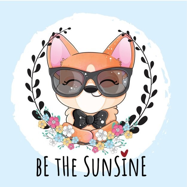 可爱的卡通柯基犬小狗插画