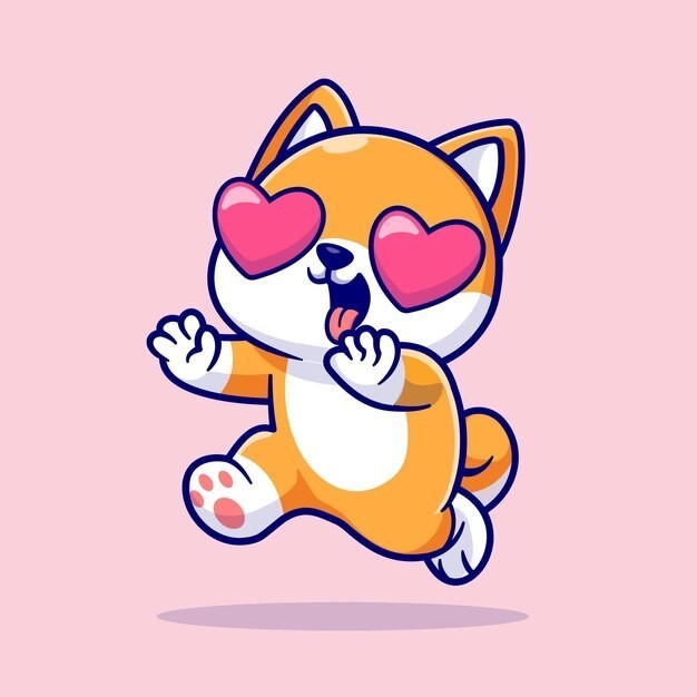 可爱的卡通柯基犬小狗插画