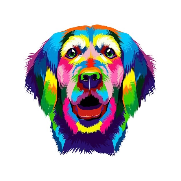 手绘金毛犬小狗插画