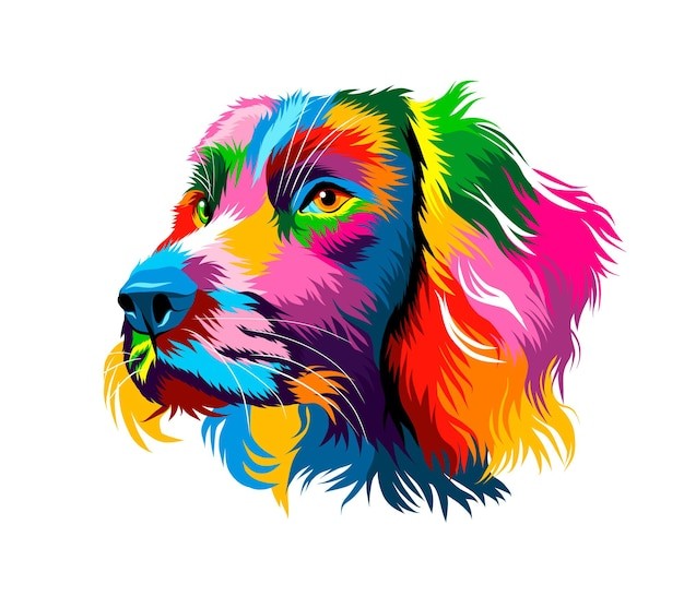 手绘金毛犬小狗插画