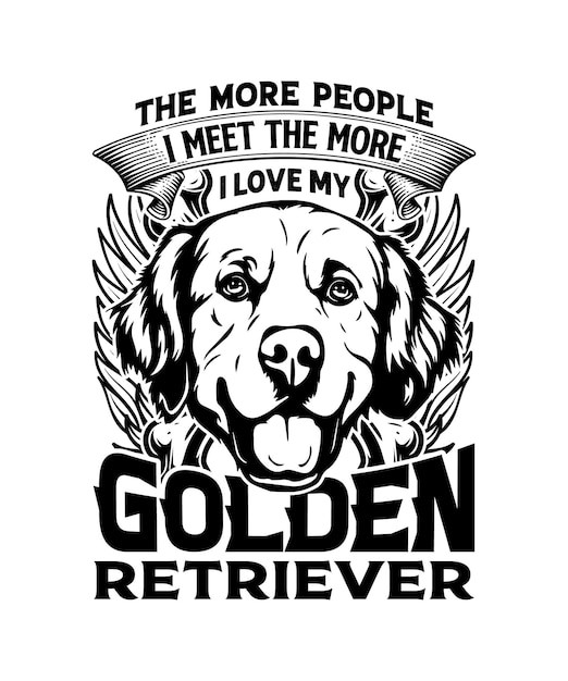 手绘金毛犬小狗插画