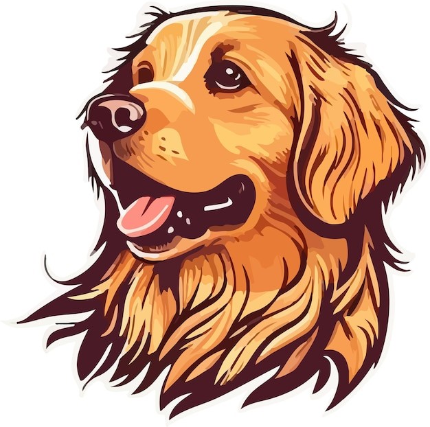 手绘金毛犬小狗插画