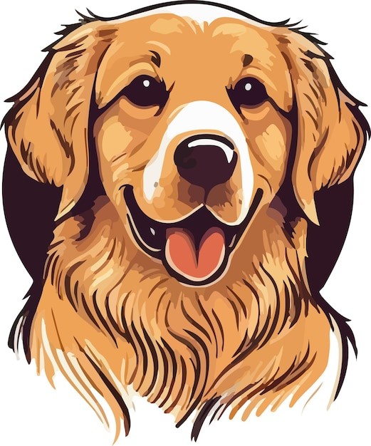 手绘金毛犬小狗插画